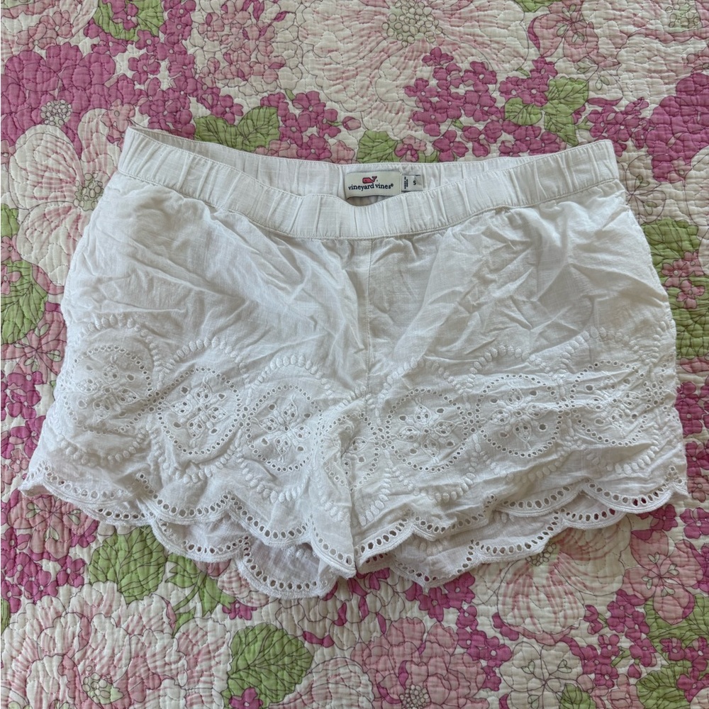 Vineyard Vines White Eyelet Linen Lace Shorts S